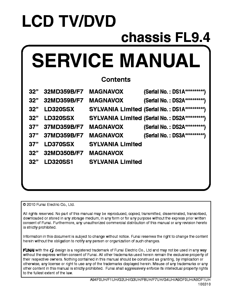 PHILIPS FL9.4 CHASSIS LCD TV SM service manual (1st page)
