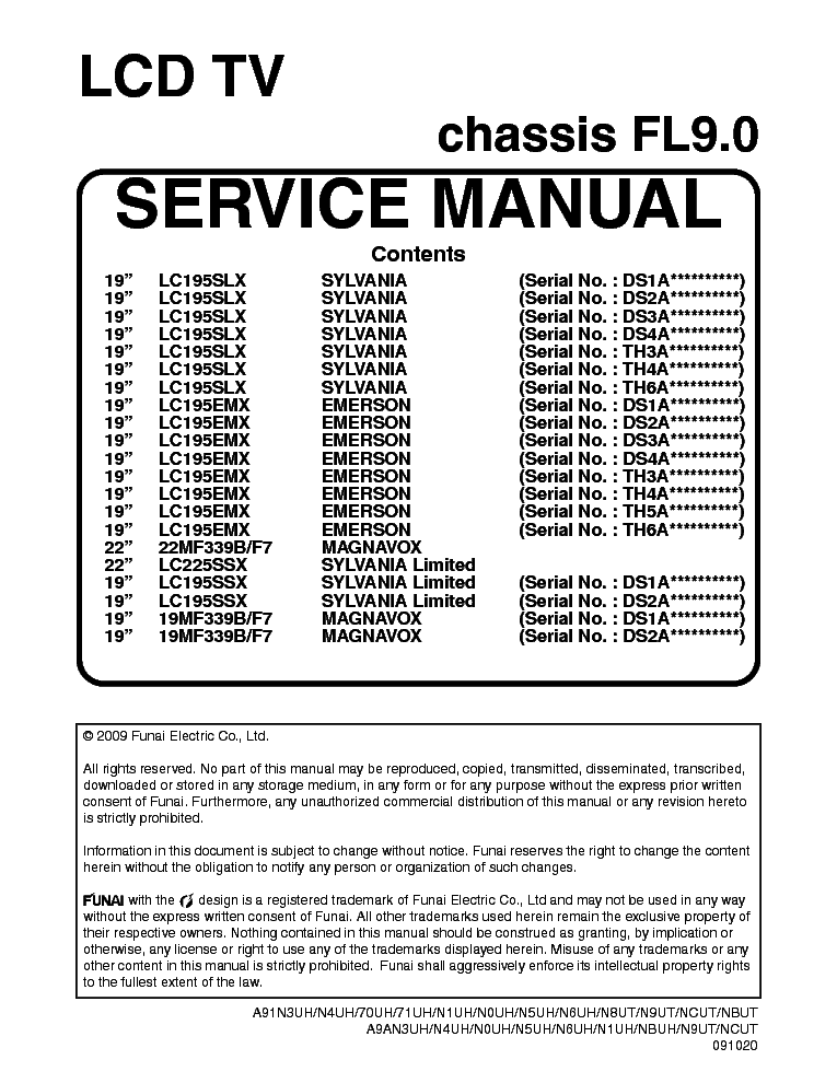 PHILIPS FUNAI CHASSIS FL9.0 091020 service manual (1st page)