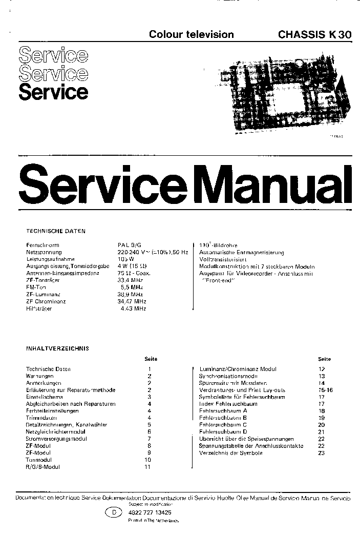 PHILIPS K30-CHASSIS service manual (1st page)