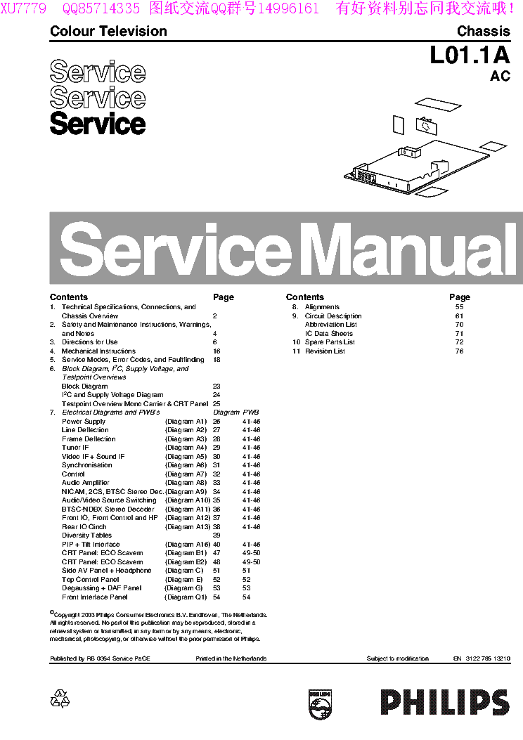 PHILIPS L01.1A AC service manual (1st page)