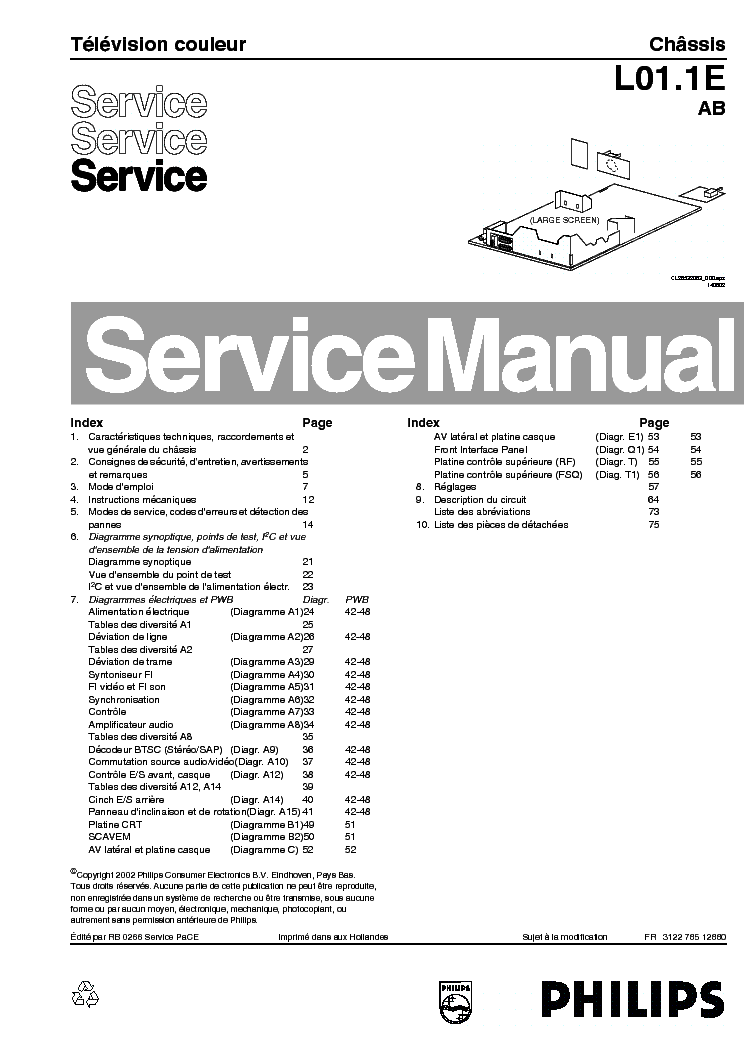 PHILIPS L01.1E AB FR service manual (1st page)