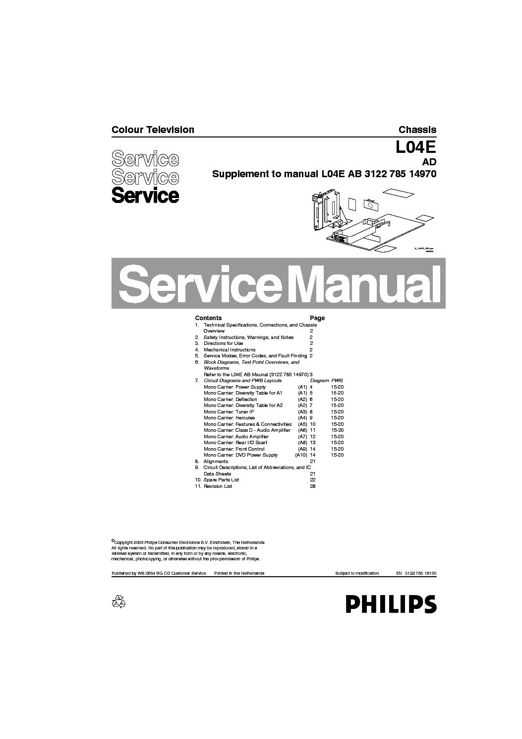 PHILIPS L04E AD CHASSIS service manual (1st page)