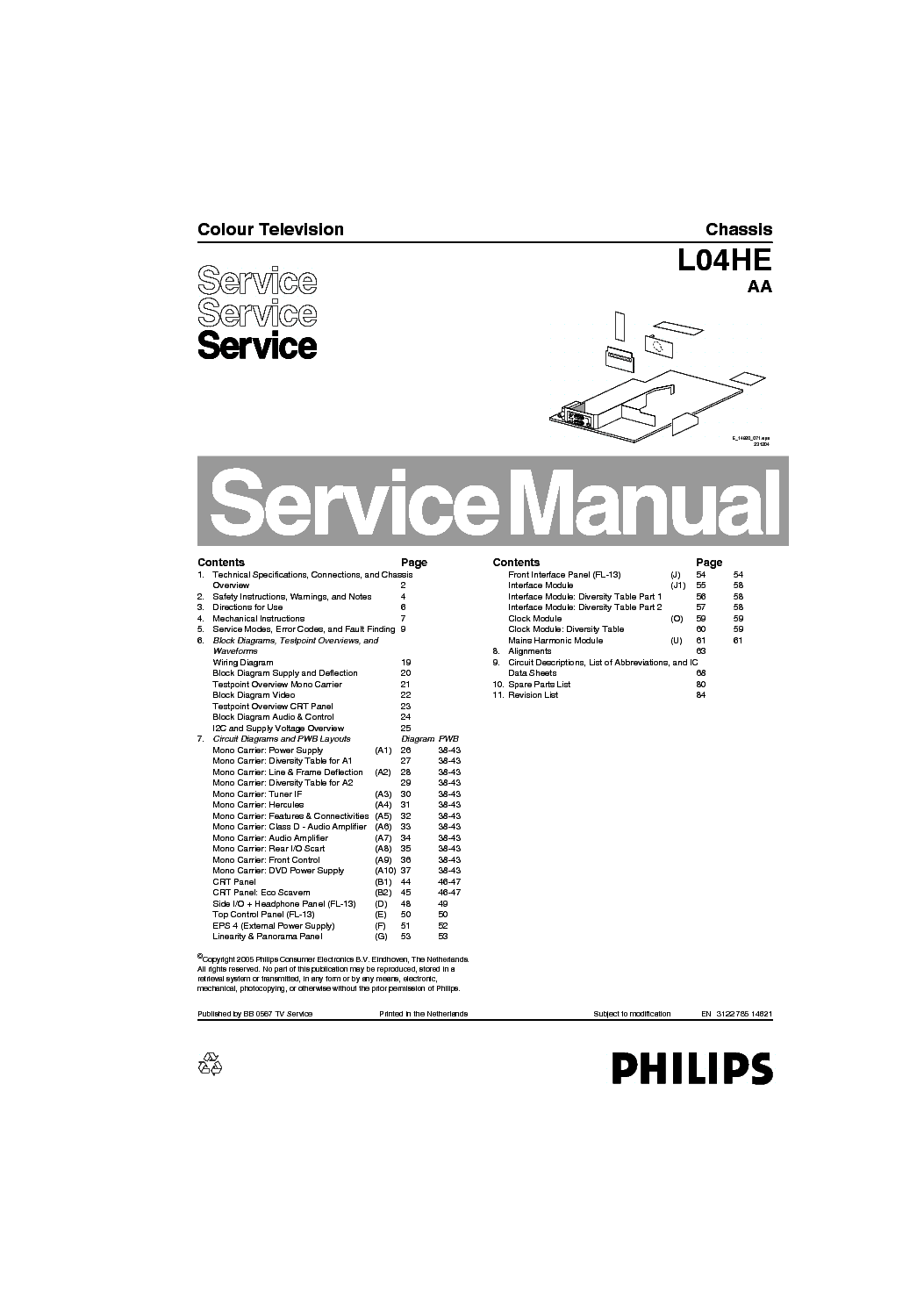 PHILIPS L04HE AA CHASSIS service manual (1st page)