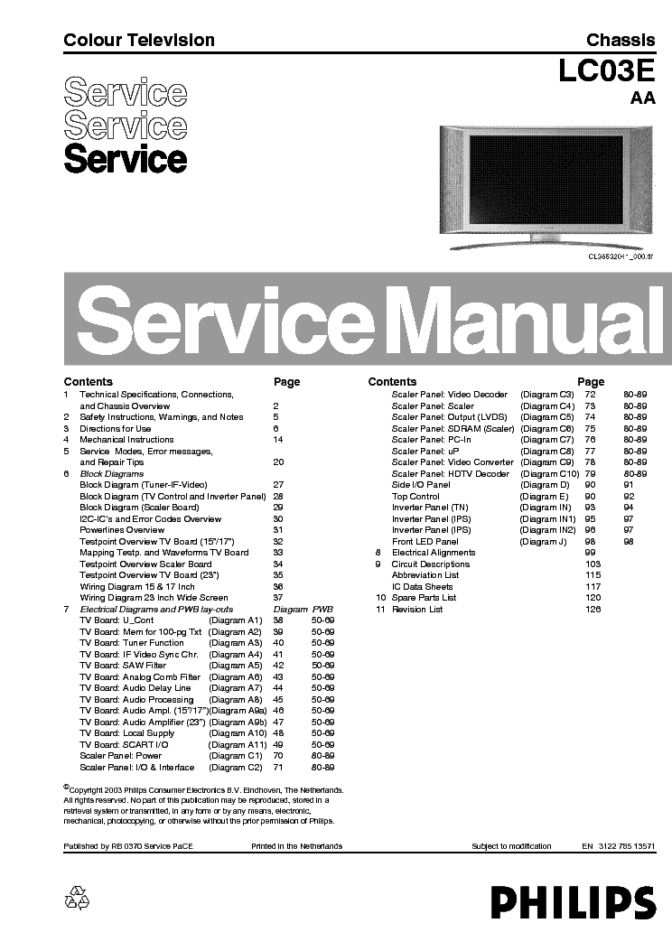 PHILIPS LC03EAA 312278513571 service manual (1st page)