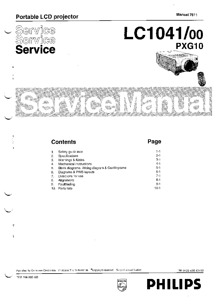PHILIPS LC1041-00 PXG10 service manual (1st page)