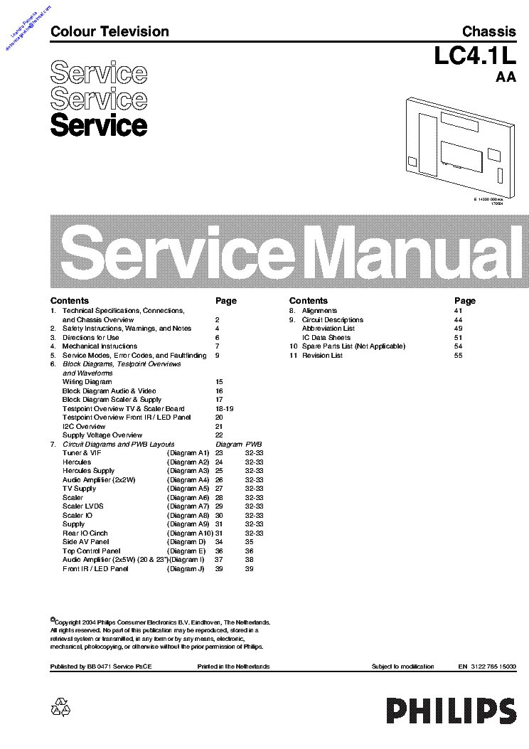 PHILIPS LC4.1L-AA CHASSIS 20PF8946-78 23PF5321-78 23PF8946-78 23PF8946M-78 SM service manual (1st page)