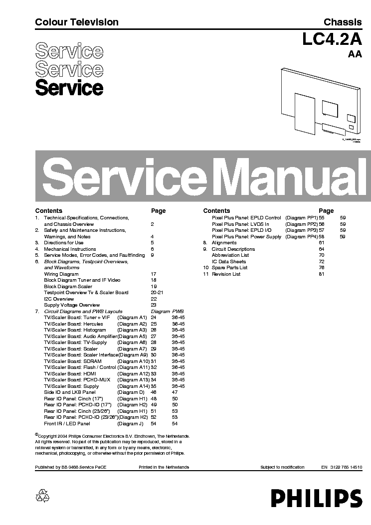 PHILIPS LC4.2AAA 312278514510 service manual (1st page)