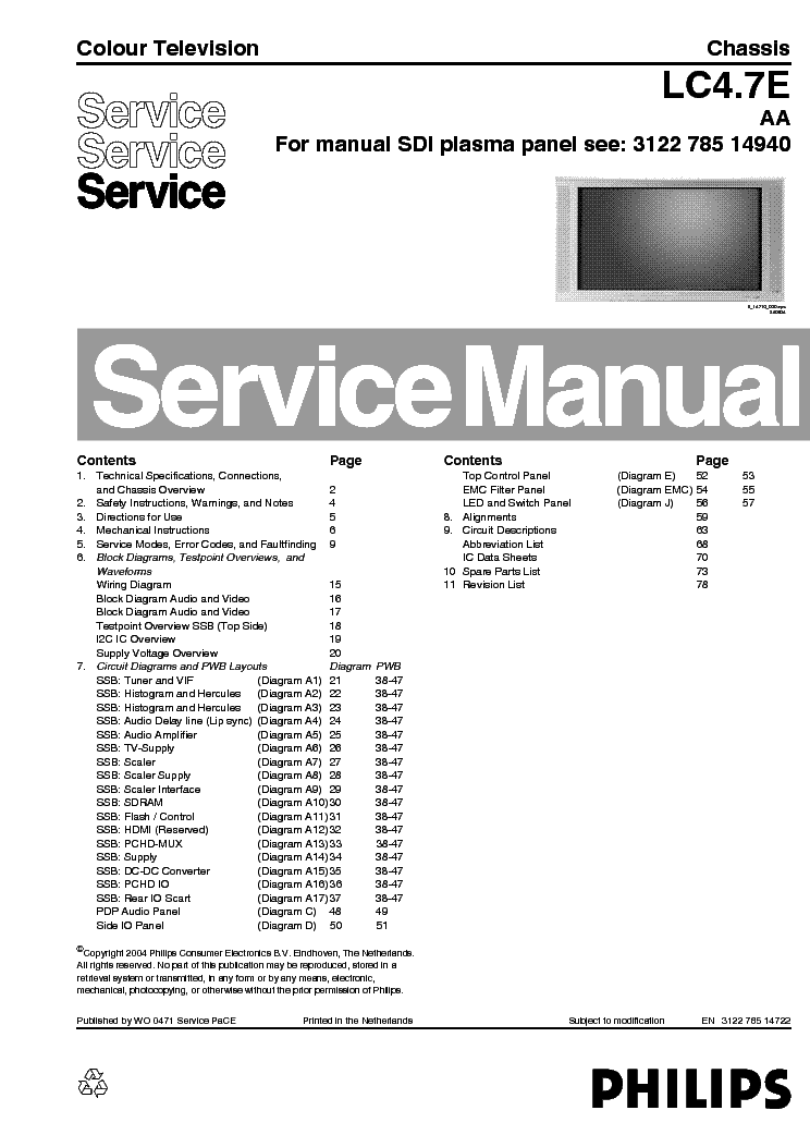 PHILIPS LC4.7EAA 31228514722 service manual (1st page)