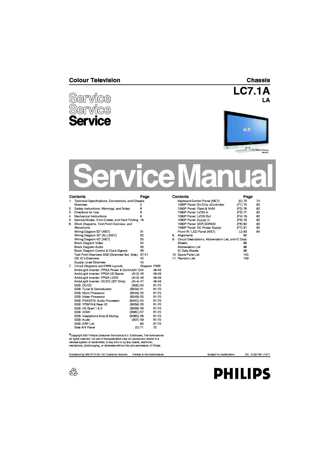 PHILIPS LC7.1ALA 312278517271 service manual (1st page)