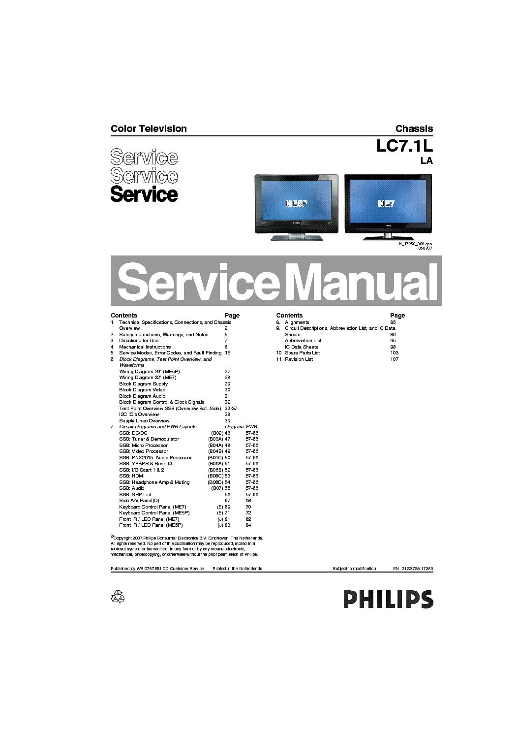 PHILIPS LC7.1LLA 312278517260 service manual (1st page)