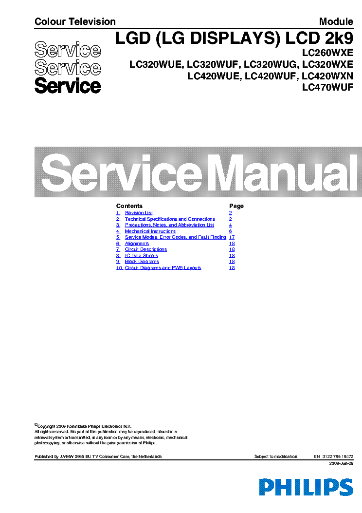 PHILIPS LCD LGD 2K9 DISPLAY service manual (1st page)