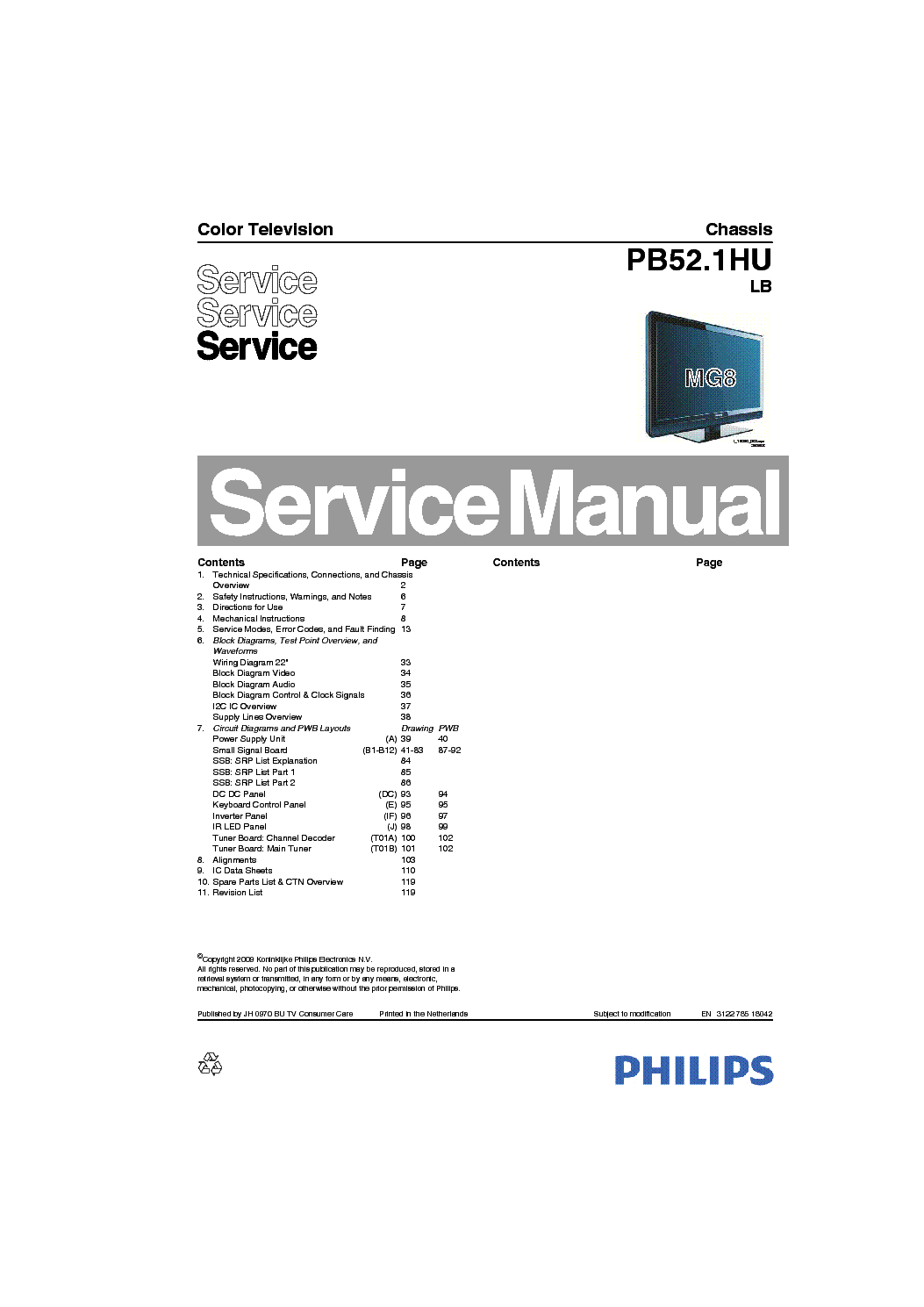 PHILIPS PB52.1HU LB CHASSIS LCD TV SM service manual (1st page)