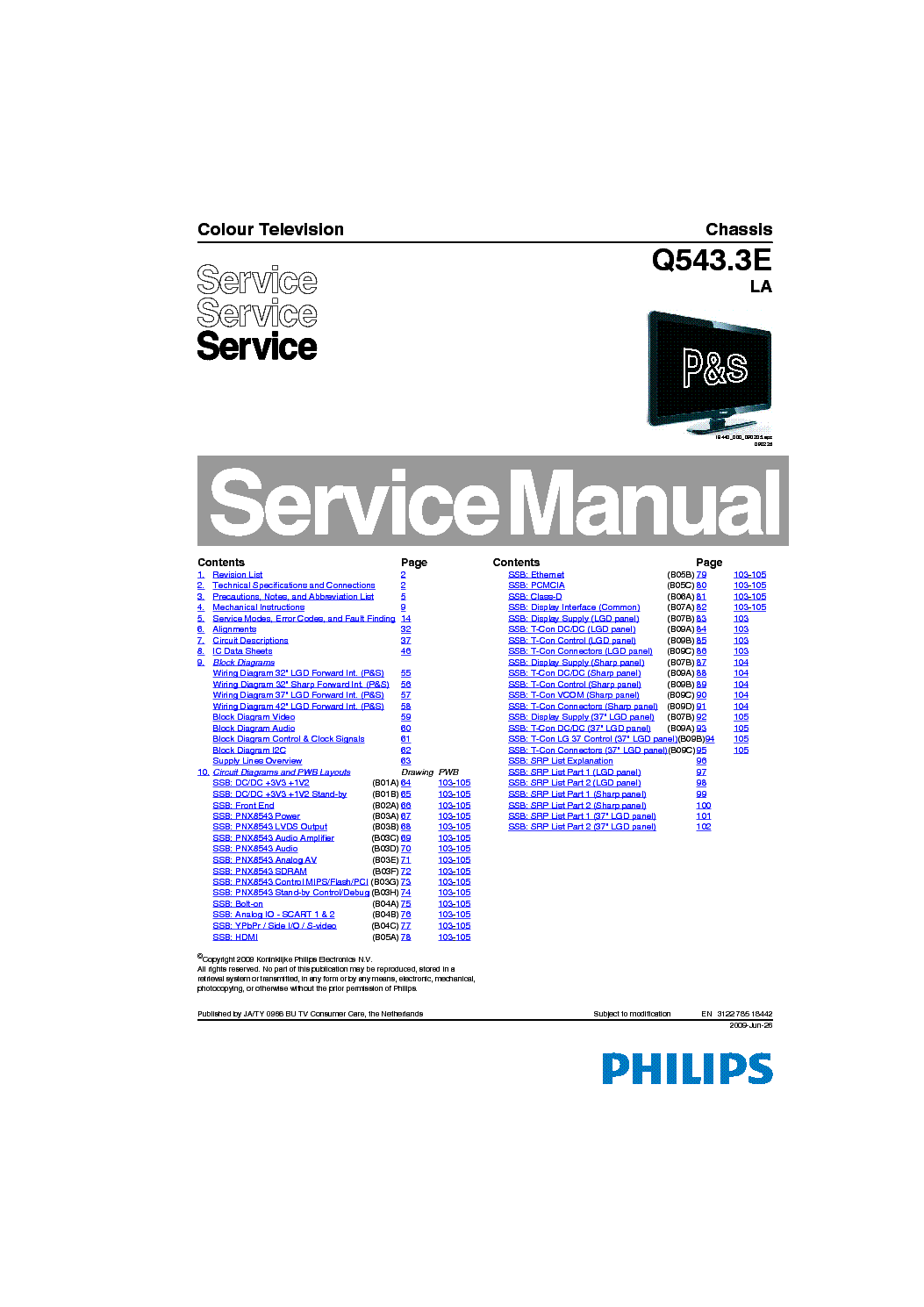 PHILIPS Q543.3E-LA SM service manual (1st page)