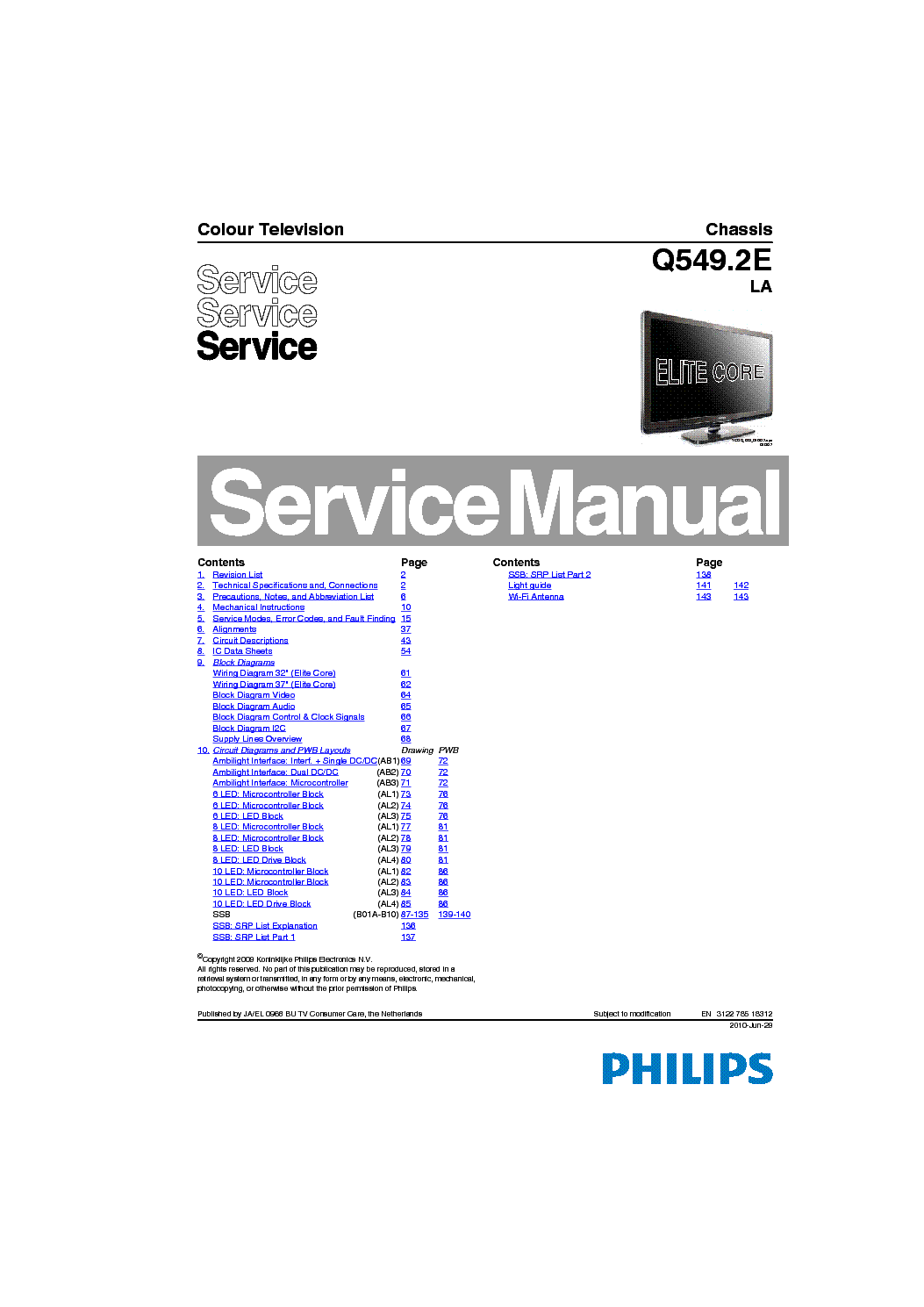 PHILIPS Q549.2ELA service manual (1st page)