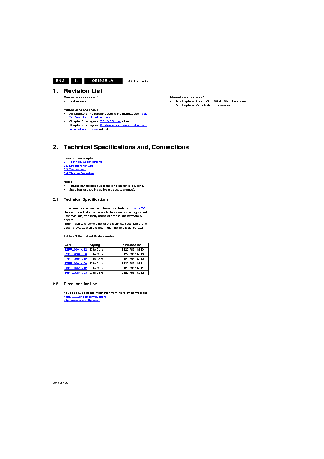 PHILIPS Q549.2ELA service manual (2nd page)
