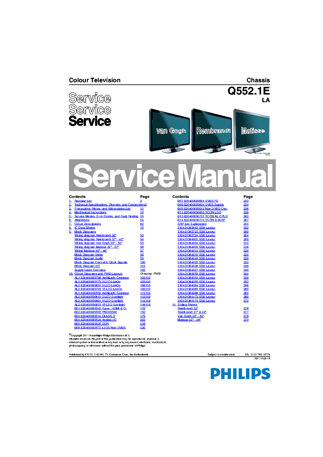 PHILIPS Q552.1ELA 18776 SM service manual (1st page)