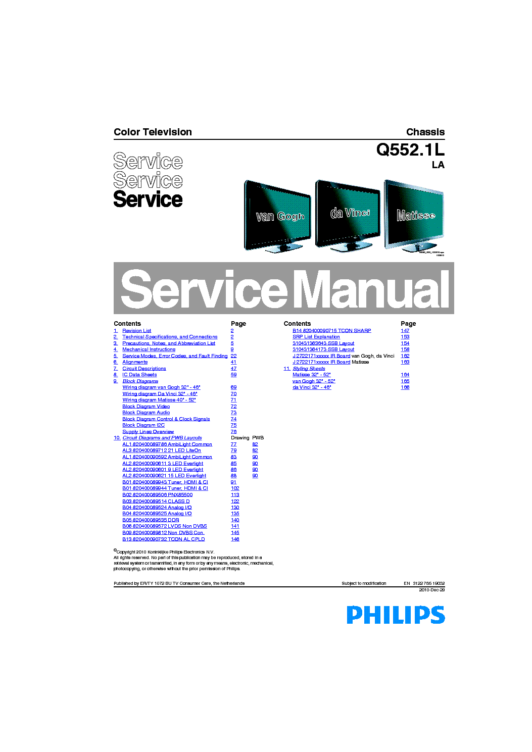 PHILIPS Q552.1L LA CHASSIS LCD TV SM service manual (1st page)