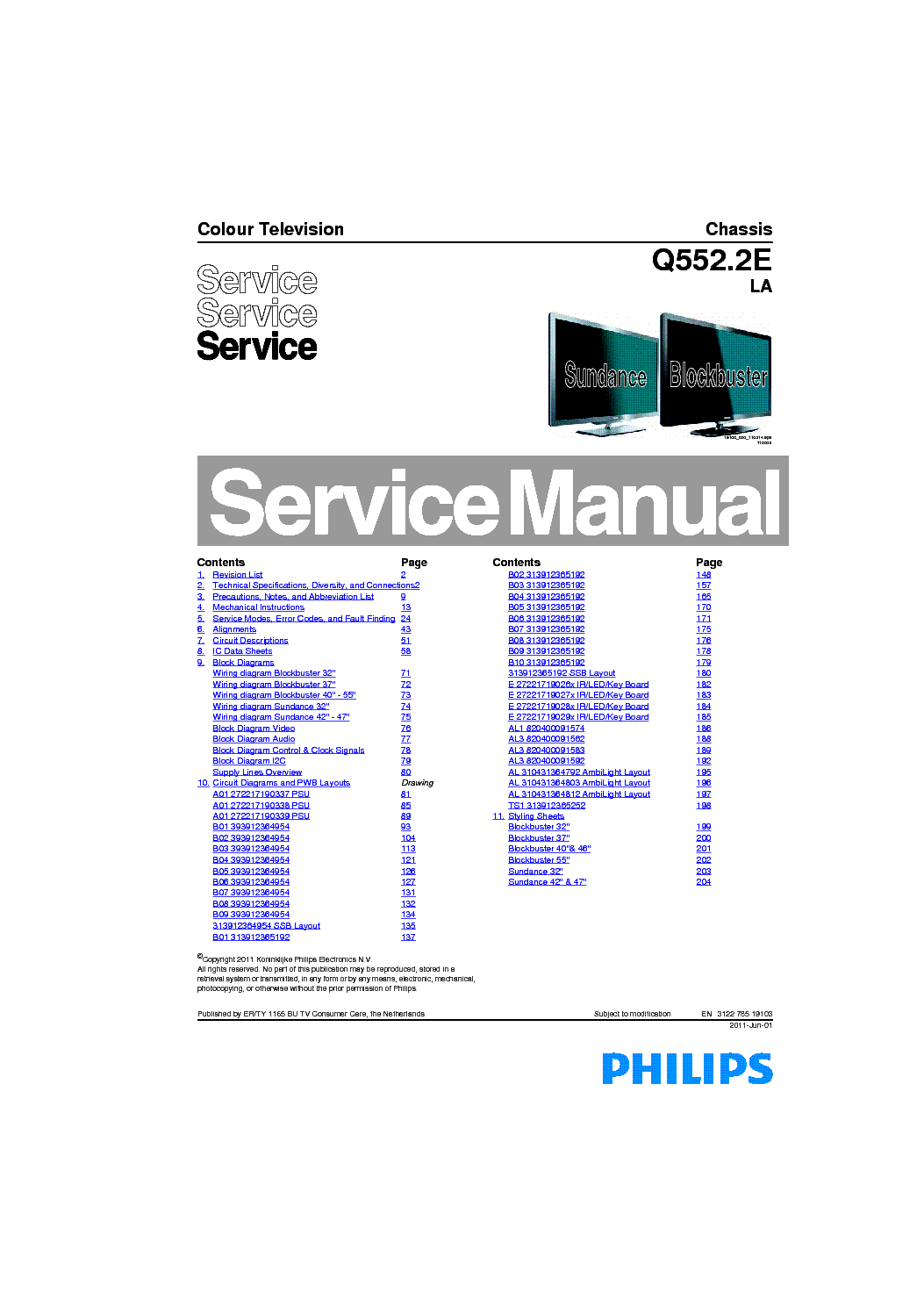 PHILIPS Q552.2ELA 312278519103 service manual (1st page)