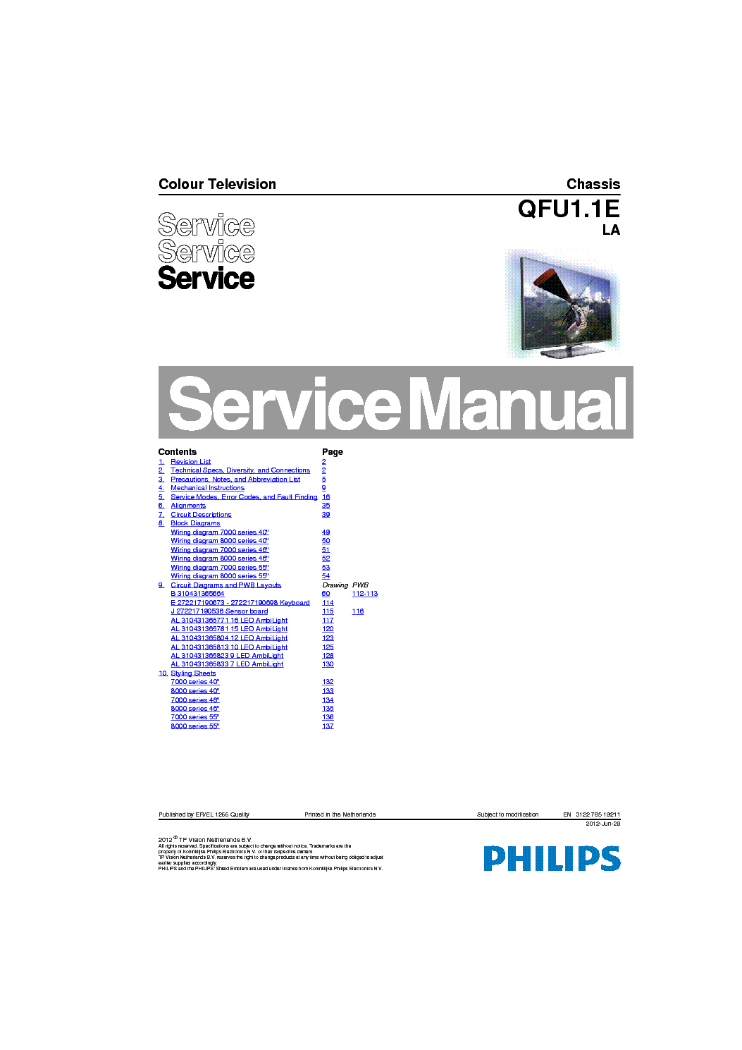 PHILIPS QFU1.1ELA 312278519211 CHASSIS service manual (1st page)