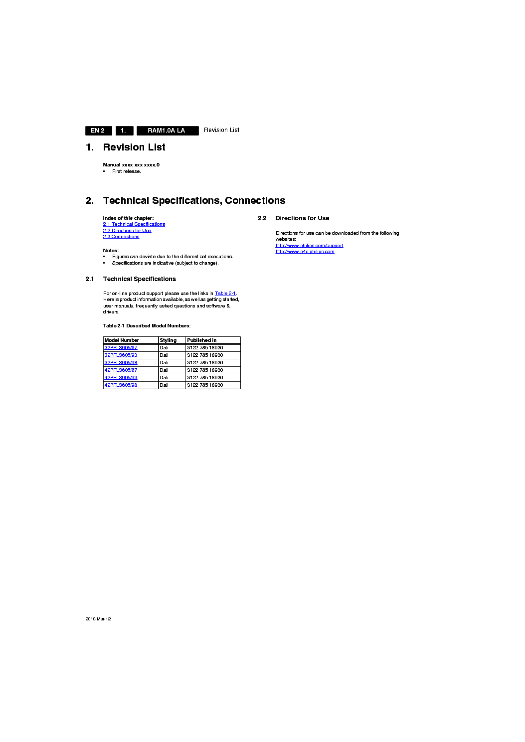 PHILIPS RAM1.0ALA 312278518930 service manual (2nd page)
