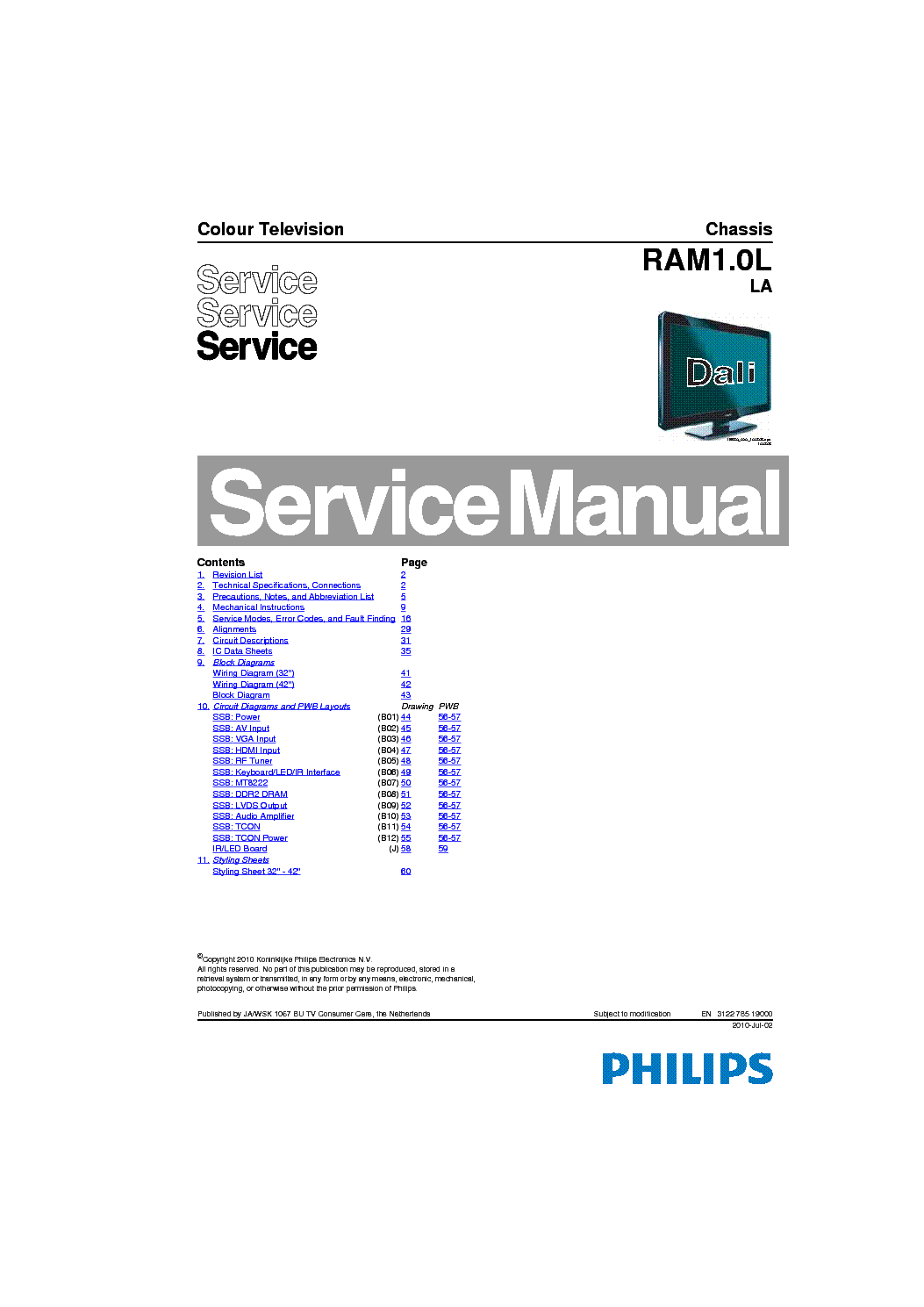 PHILIPS RAM1.0LLA service manual (1st page)