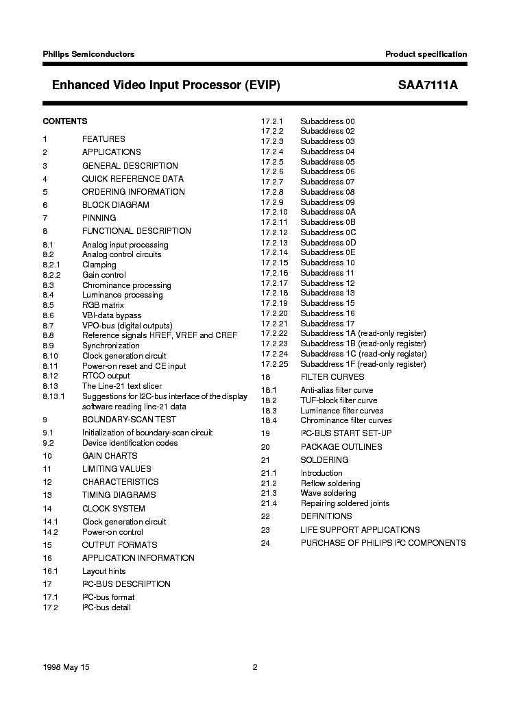 PHILIPS SAA7111A 4 service manual (2nd page)