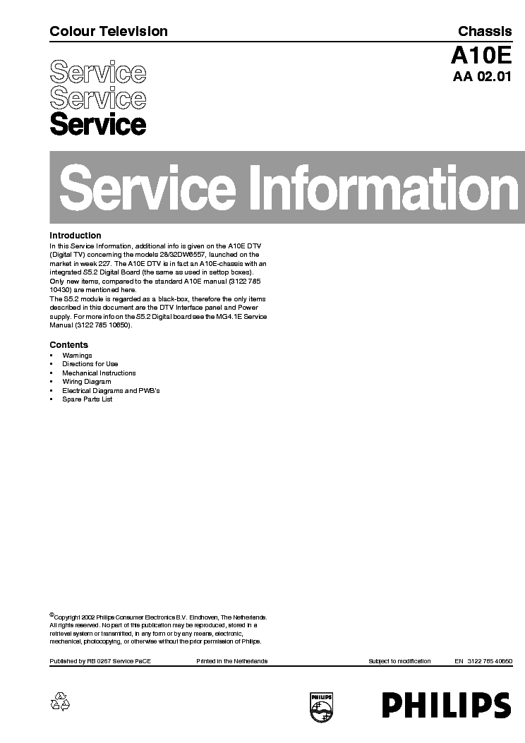 PHILIPS SI A10E AA 02.01 EN service manual (1st page)