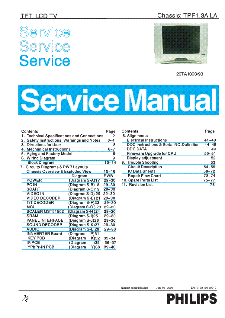 PHILIPS TPF1.3ALA 313810650010 service manual (1st page)