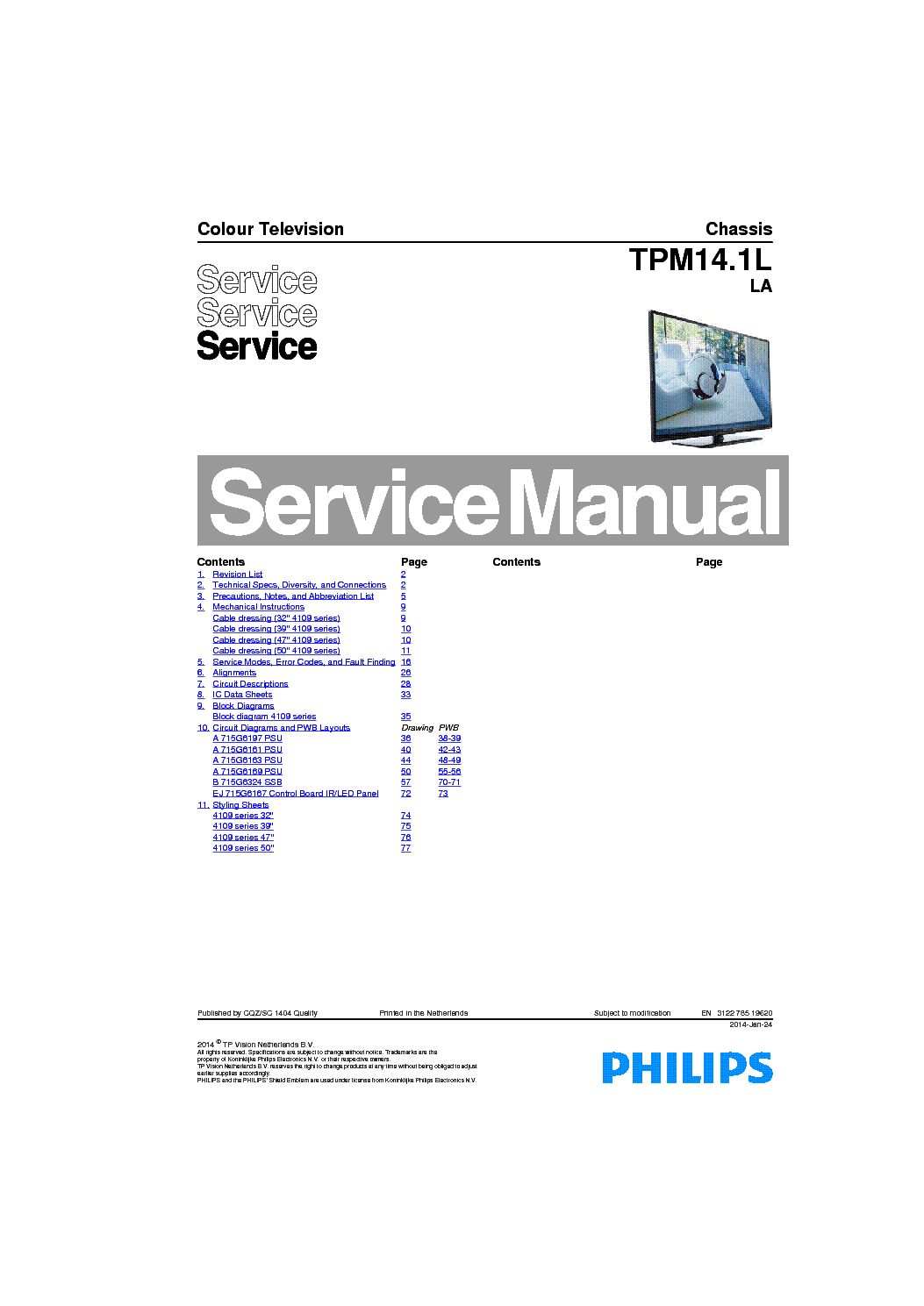 PHILIPS TPM14.1LLA 312278519620 service manual (1st page)