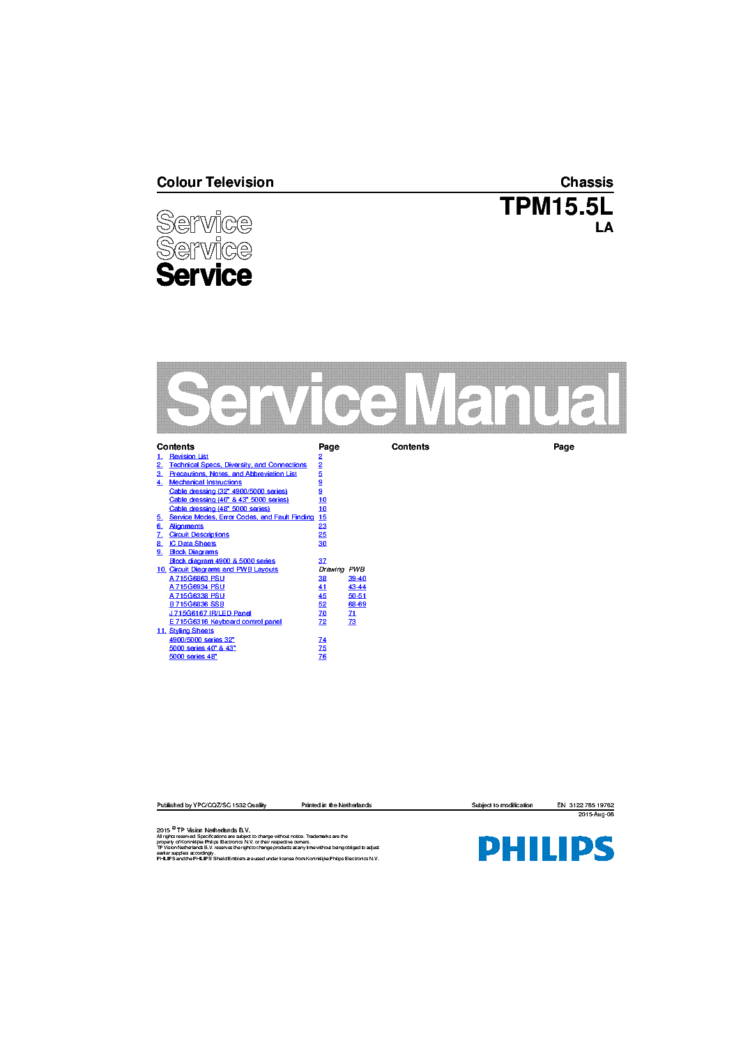 PHILIPS TPM15.5LLA 312278519762 150808 service manual (1st page)