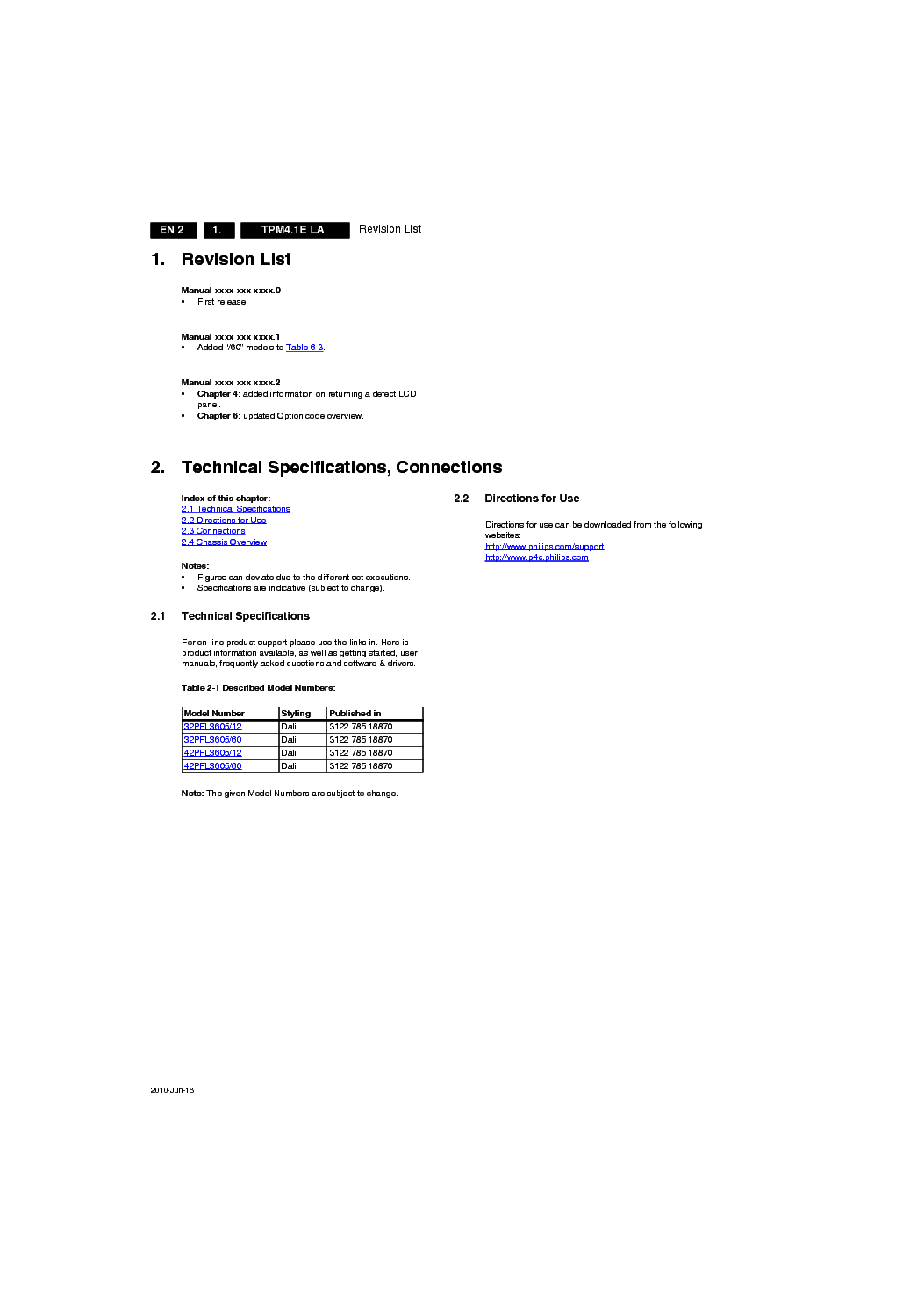 PHILIPS TPM4.1E LA SM service manual (2nd page)