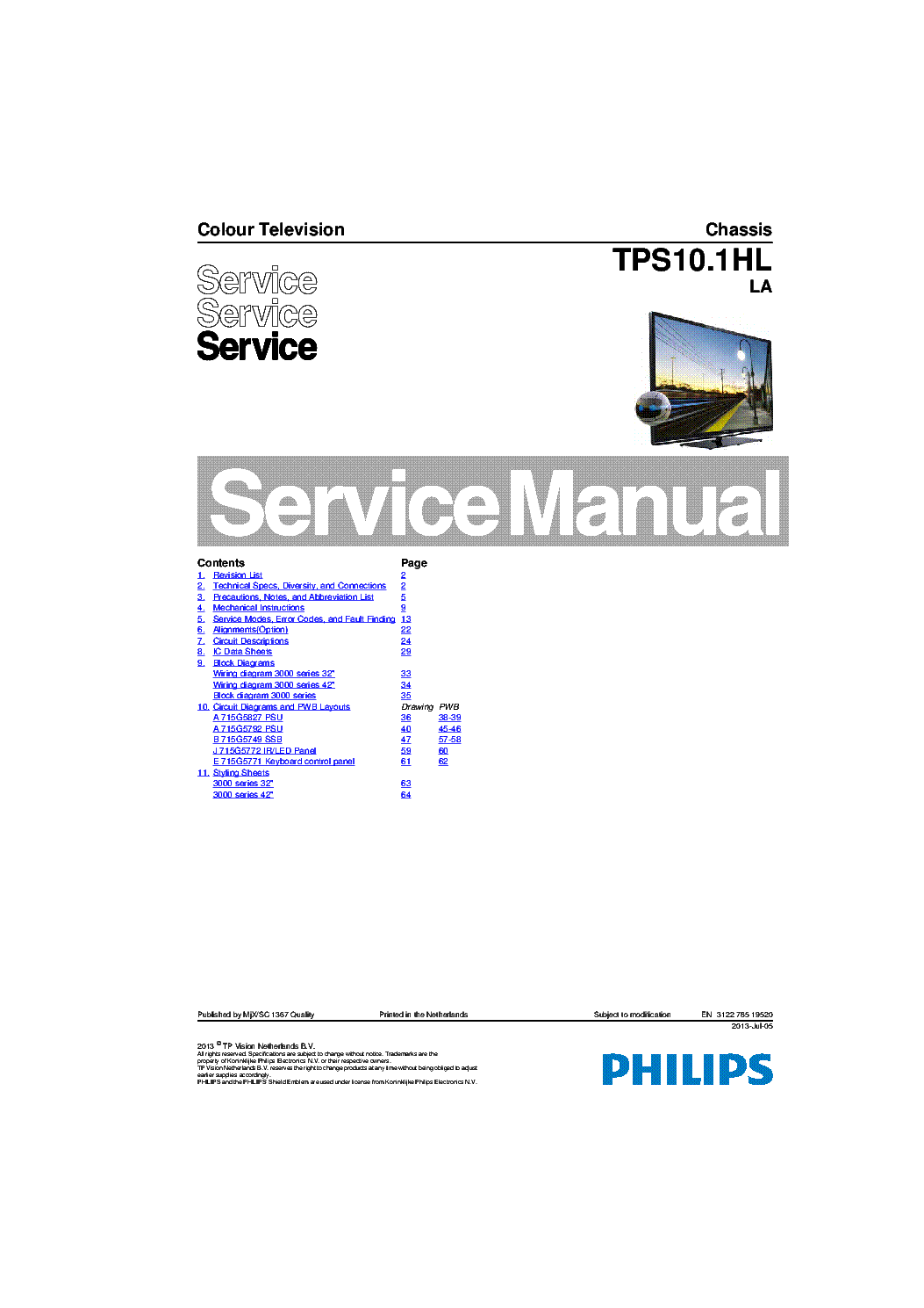 PHILIPS TPS10.1HLLA 312278519520 130705 service manual (1st page)