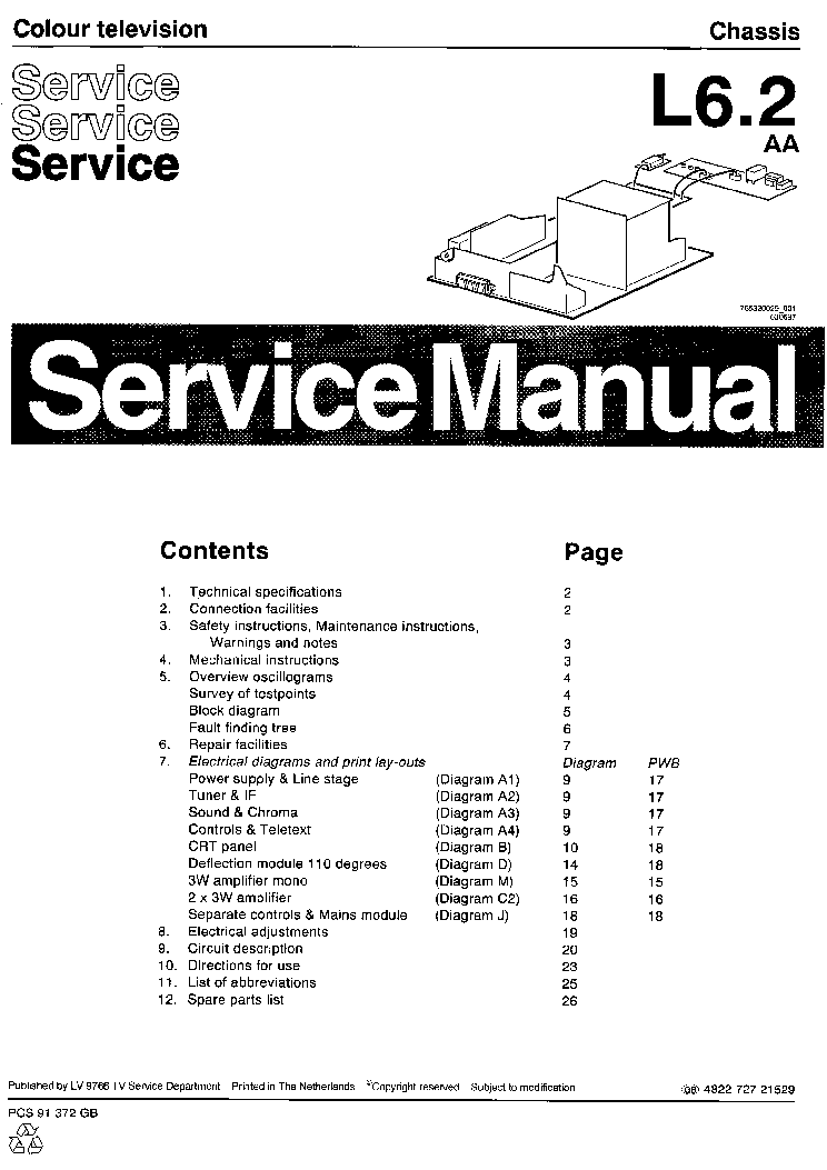 PHILIPS TV L6.2 SCH service manual (1st page)