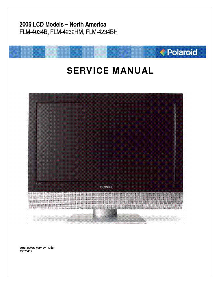 POLAROID FLM-4034B FLM-4232HM FLM-4234BH LCD TV Service Manual