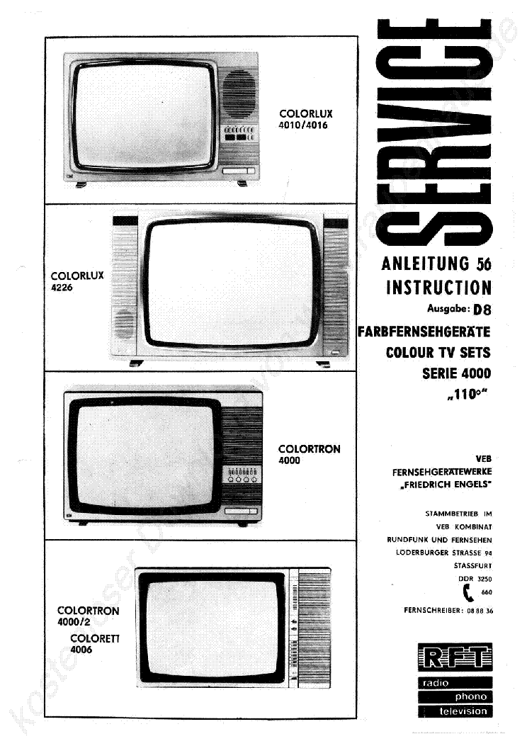 RFT COLORLUX 4000 4010 4002 4016 4226 1984 SM service manual