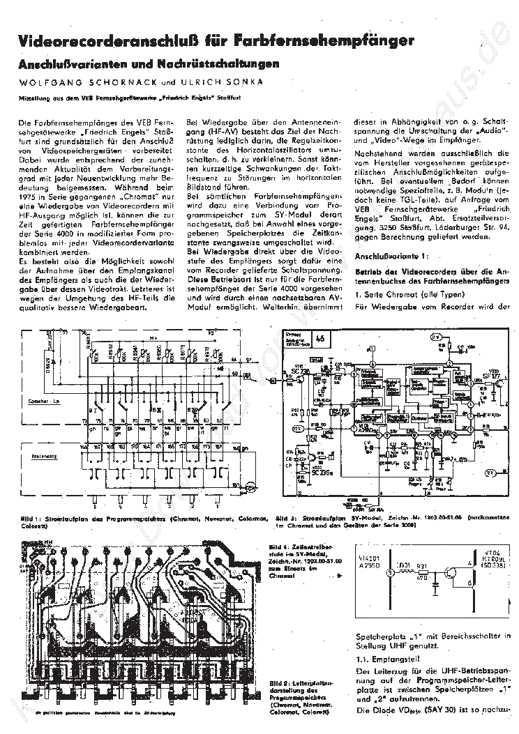 RFT COLORMAT 4000 4001 VIDEO ANSCHLUSS VIDEOBEMENET POTLAS CA1985 SM service manual