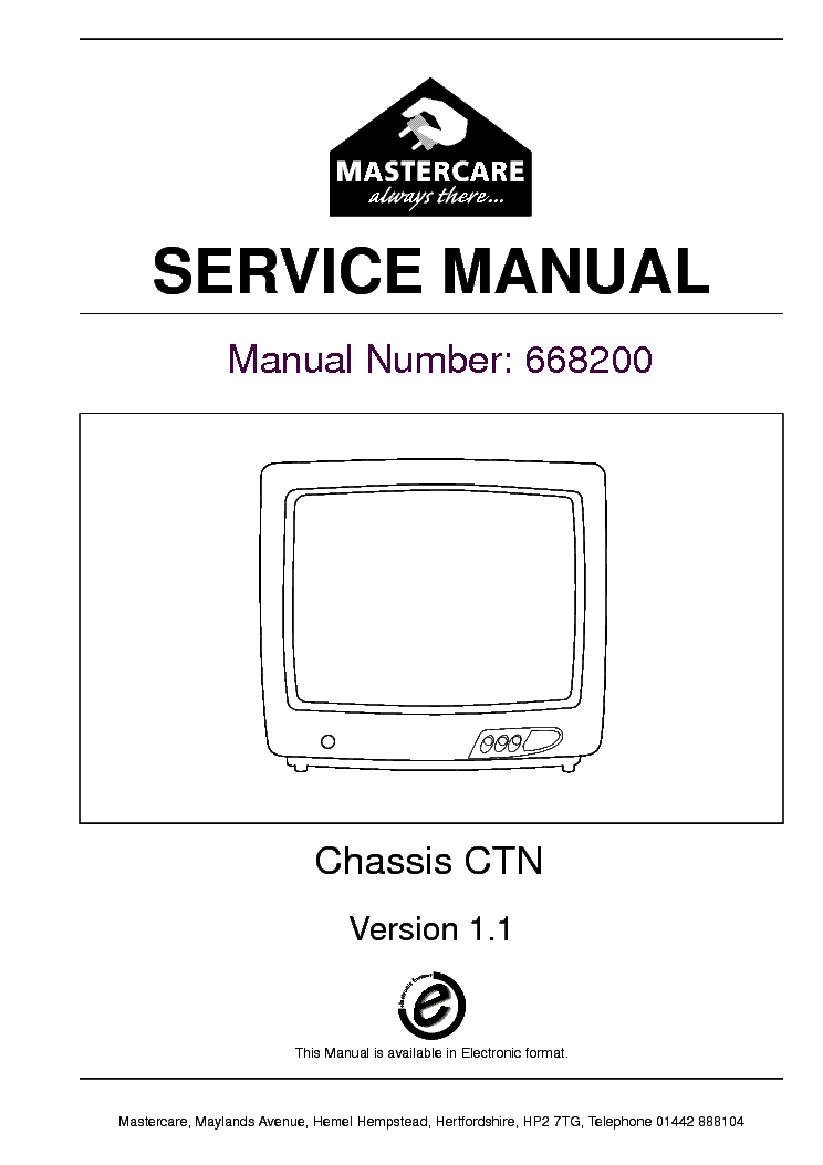 ROADSTAR CTN CHASSIS 1.1 TV SM service manual