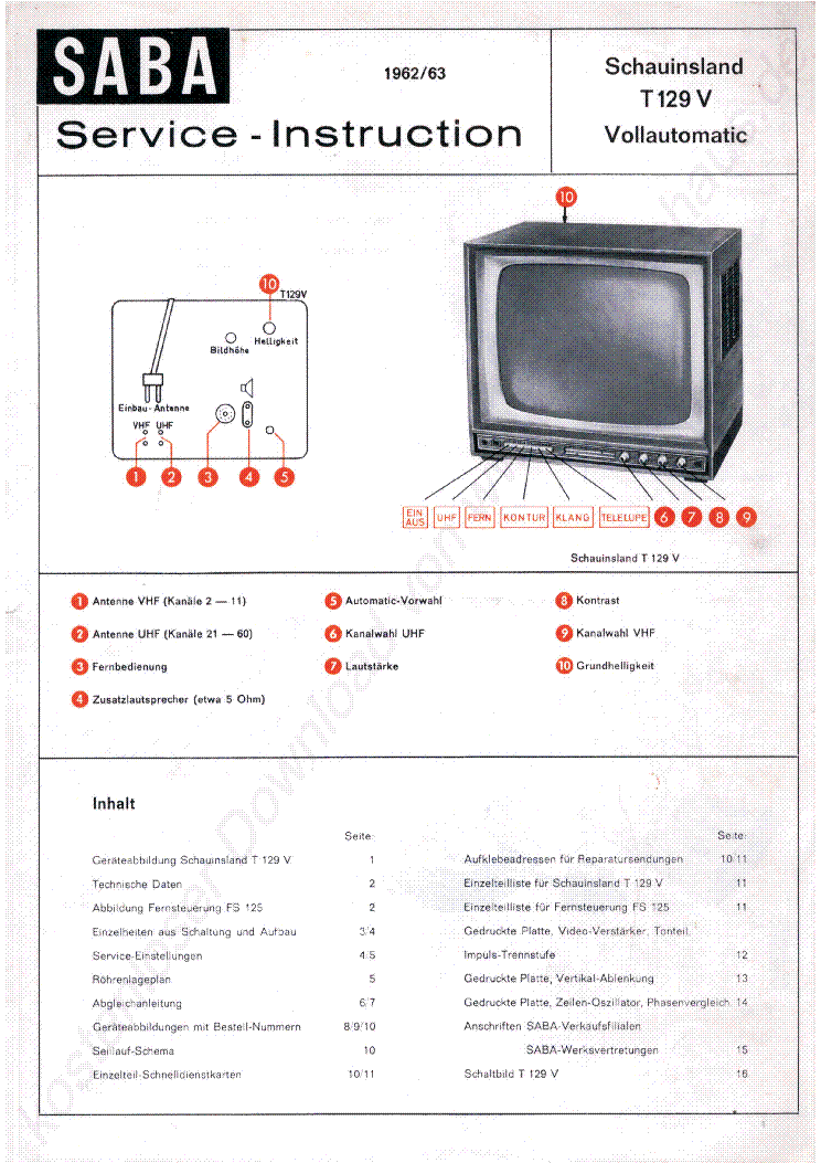 SABA T 129V service manual