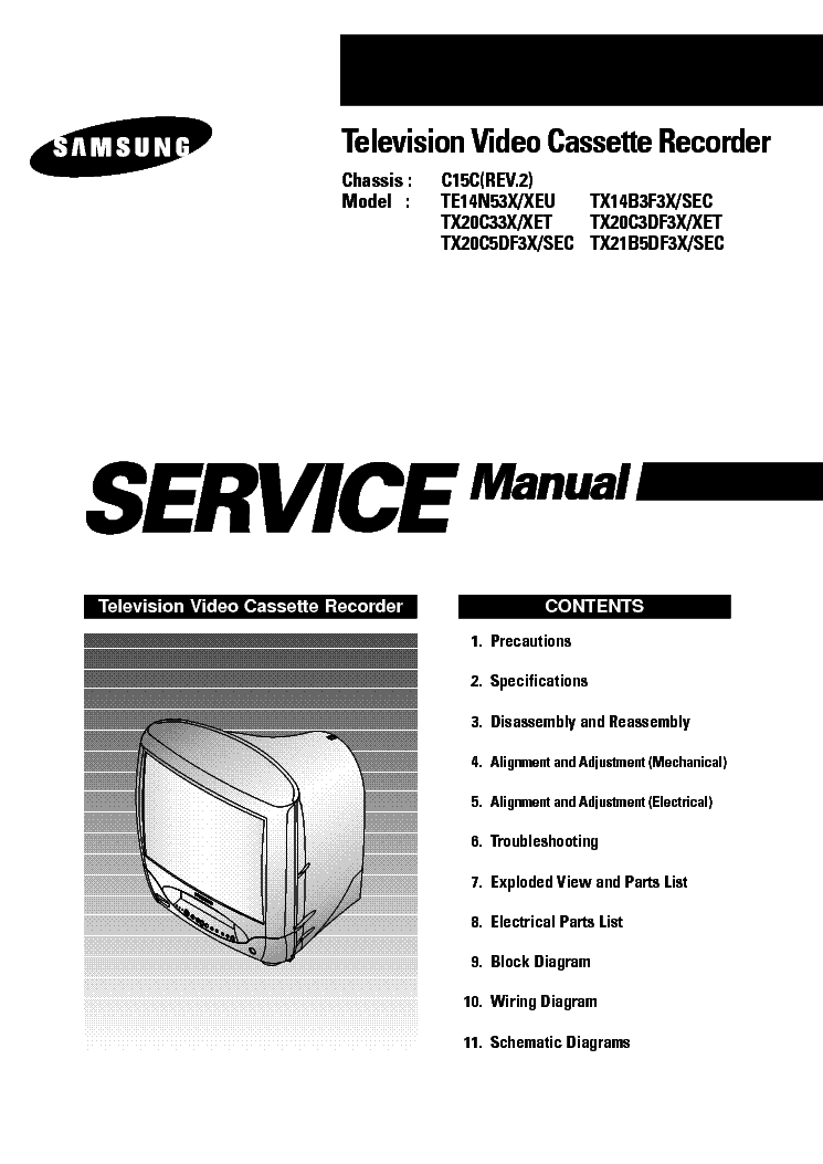 SAMSUNG C15C CHASSIS TE14N53X TV-VCR SM service manual (1st page)