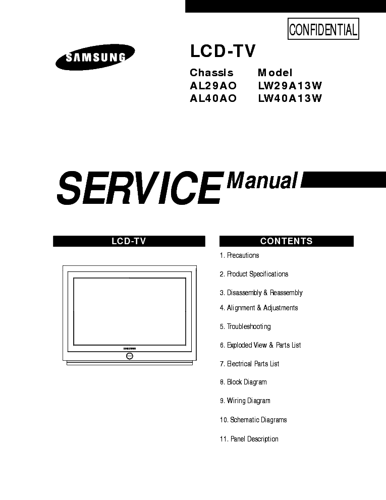 SAMSUNG CHASSIS AL29AO LW29A13W LW40A13W SM service manual (1st page)