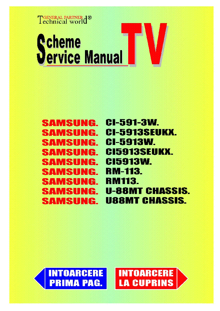 SAMSUNG CI5913W U88MT CHASSIS service manual (1st page)