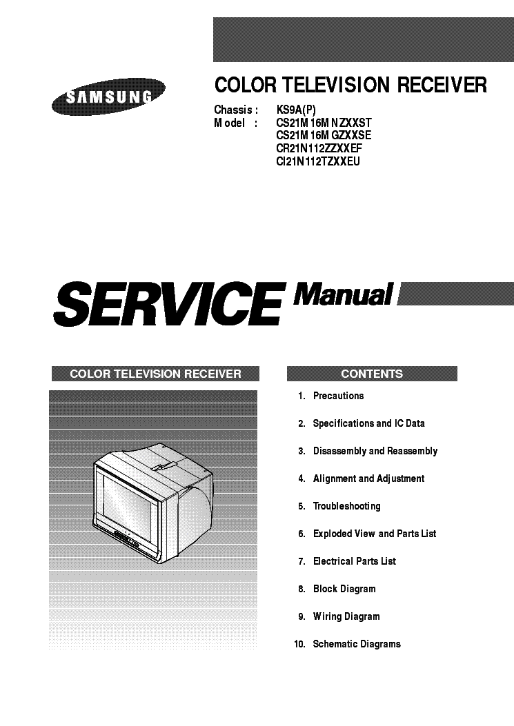 SAMSUNG CS21M16MNZXXST CS21M16MGZXXSE CR21N112ZZXXEF CI21N112TZXXEU CHASSIS KS9A service manual (1st page)