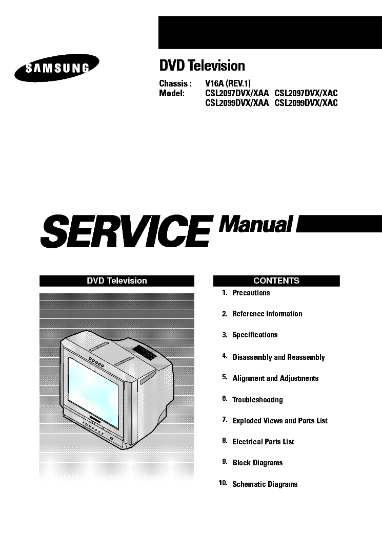 SAMSUNG CSL2097 2099DVX XAA XAC CH V16A REV1 Service Manual download ...