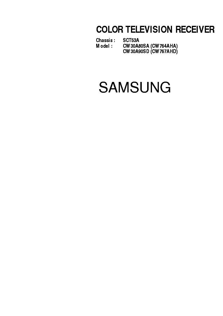 SAMSUNG CW30A80SA CW30A90SD CH SCT53A SCH service manual
