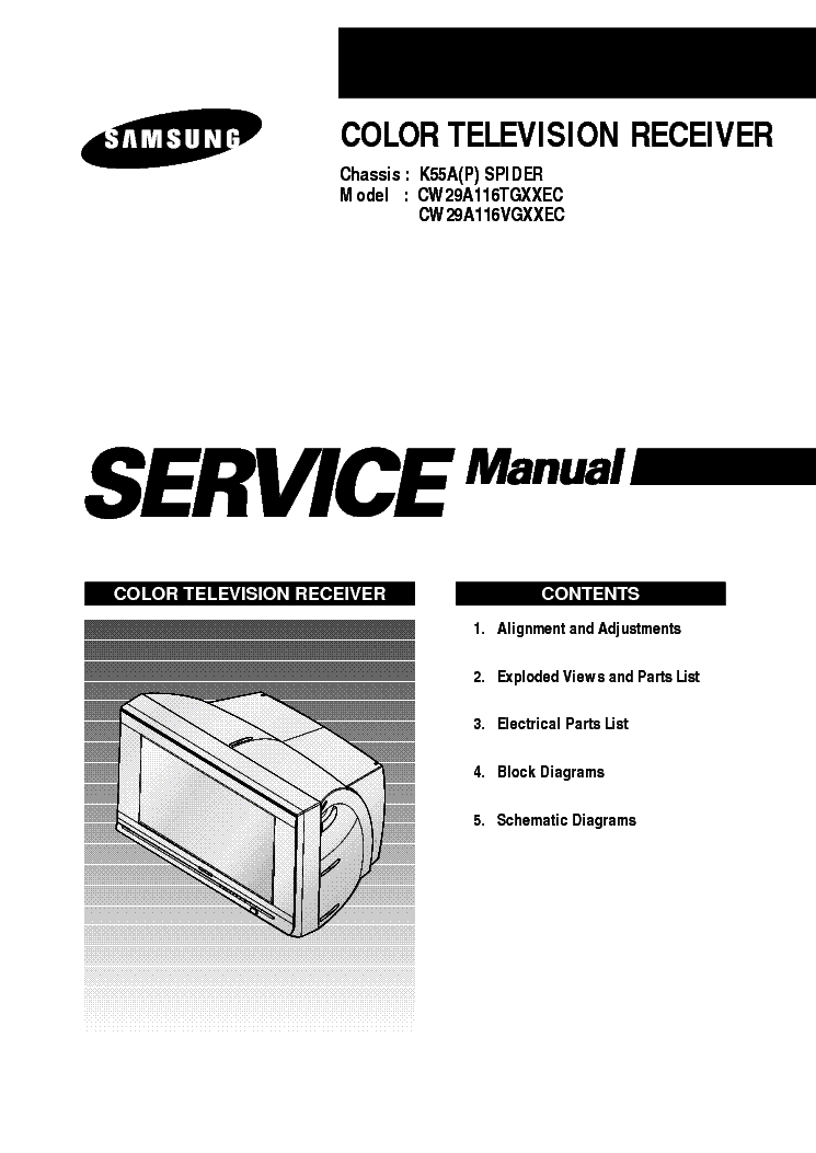 SAMSUNG K55A CHASSIS CW29A116TGXXEC TV SM service manual (1st page)