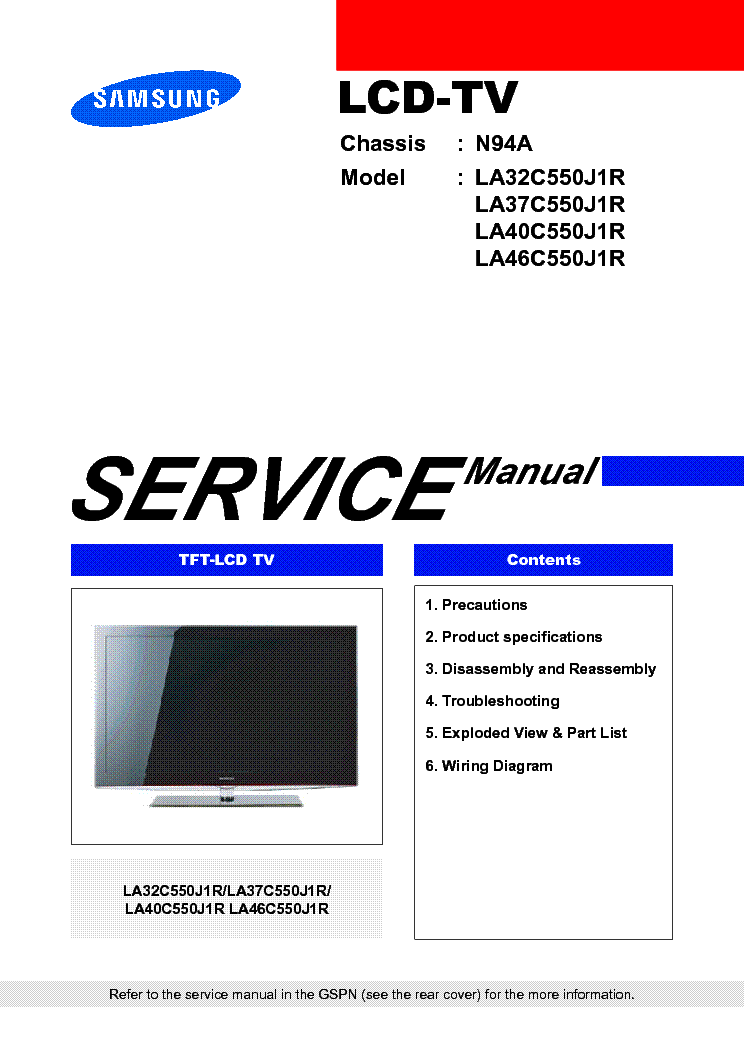 SAMSUNG LA-32 37 40 46-C550J1R service manual (1st page)