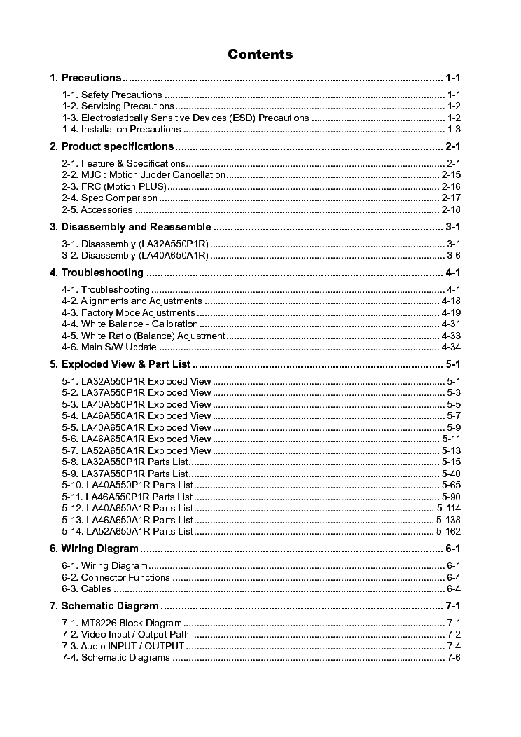 SAMSUNG LA-32 37 40 46 52-A550P1R-650A1R service manual (2nd page)