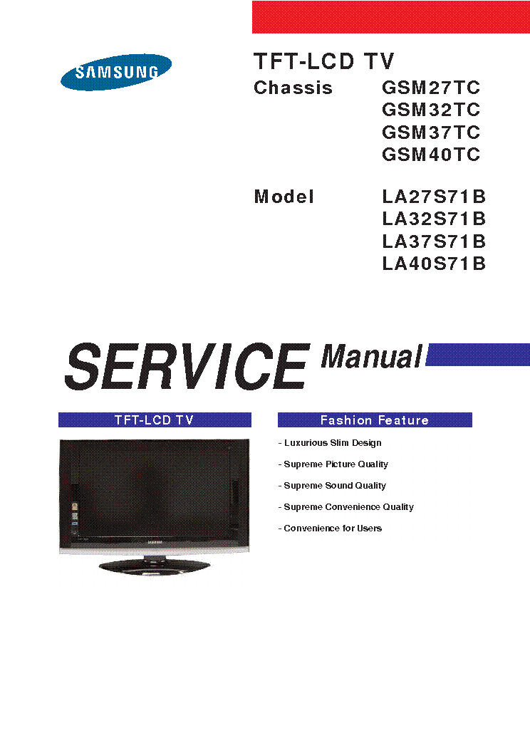 SAMSUNG LA27,32,37,40S71B CH GSM27,32,37,40TC service manual (1st page)
