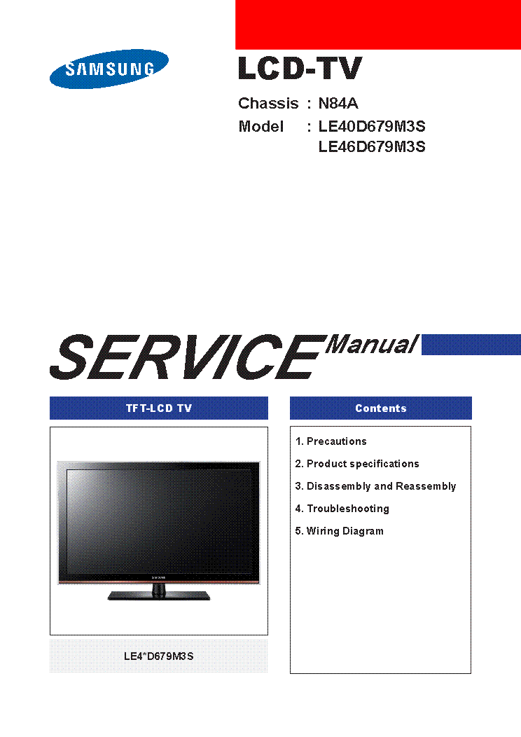 SAMSUNG LE40D679 CHASSIS N84A Service Manual download, schematics ...