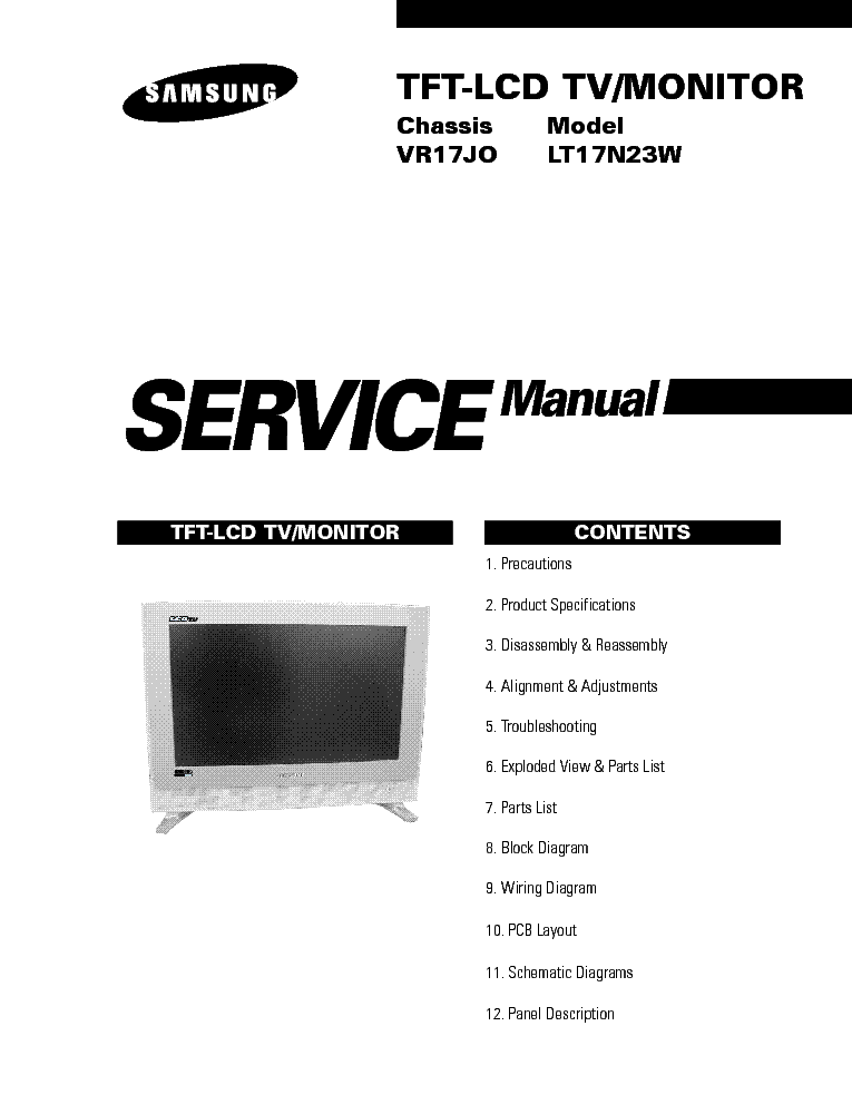 SAMSUNG LT17N23W CHASSIS VR17JO FULL Service Manual download ...